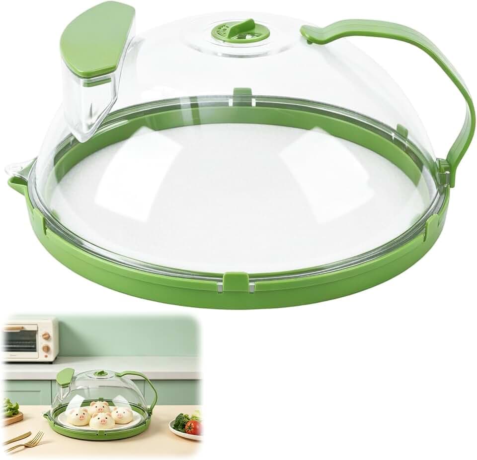 Microwave Splatter Cover with Water Steamer, Microwave Cover for Food with Handle, 10in Clear Microwave Plate Cover for Food Reheat, Storage