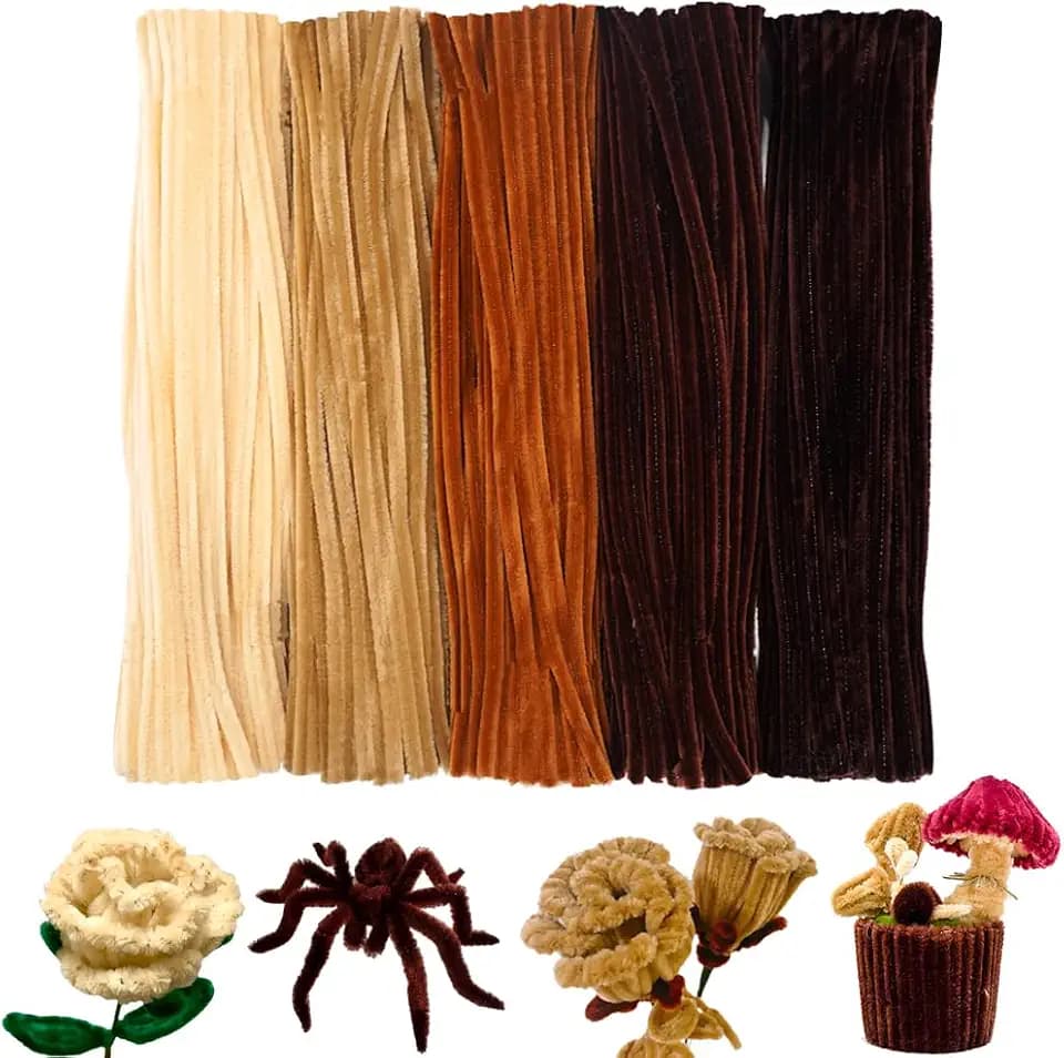 URSDIART Brown Pipe Cleaners, 500pcs 5 Assorted Chenille Stems