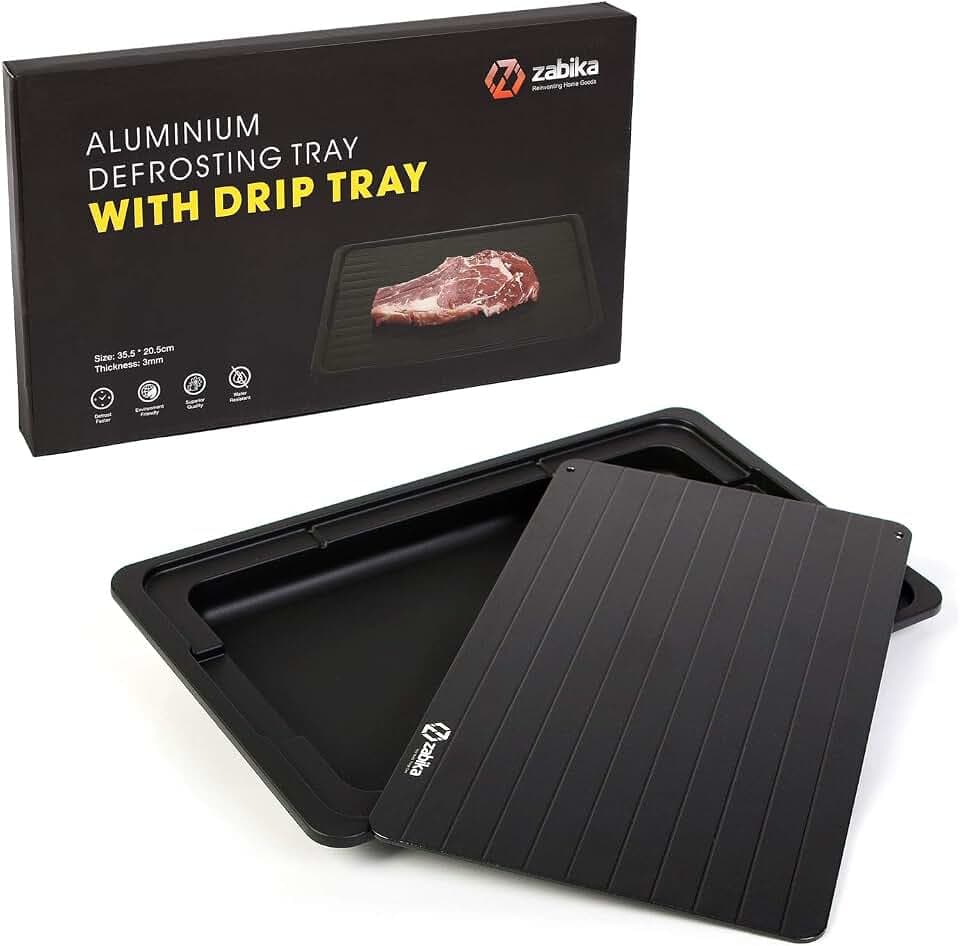 Defrosting Tray for Rapid Thaw - Largest Size with Drip Tray - Safe for Meat - No Electricity Required