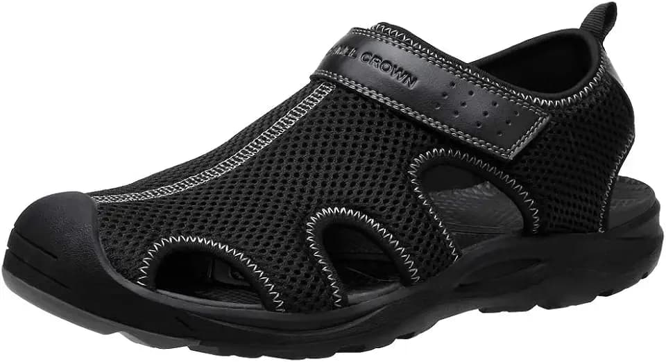 CAMEL CROWN Men's Mesh Hiking Sandals Closed-Toe Beach Sandal for Athletic Outdoor Summer Waterproof