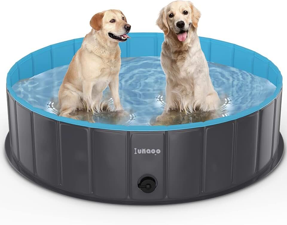 Hundepool fur Große Hunde, Faltbare Schwimmbecken Hund Planschbecken Dog Pool, Tragbar PVC Hundebadewanne Hundeschwimmbad für Große Kleine Hunde, Hellblau, 80 x 20 cm