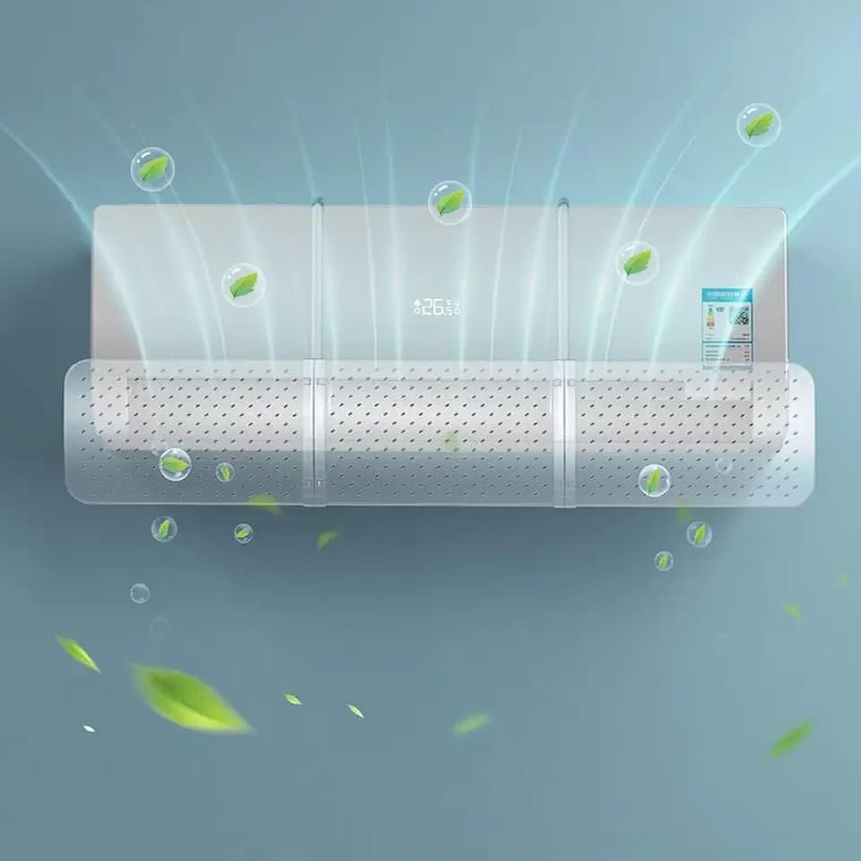 Universal Klimaanlage Windabweiser, Verstellbar Klimaanlagen Windschutz, Einstellbar Klimaanlage Windschutzscheibe Kälte/Warm WindDeflektor für Wandmontierte Klimaanlage für Zuhause Büro (Transparent)