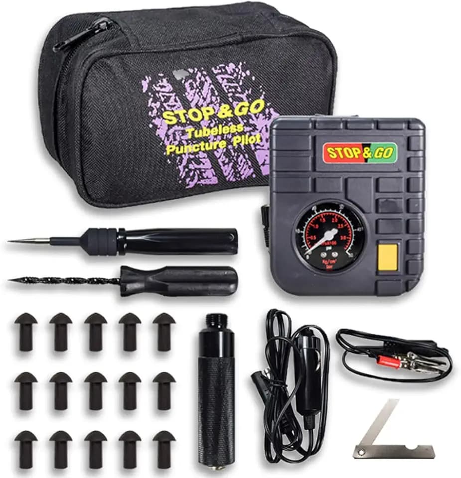 Stop & Go 6000 24-Pc Puncture Pilot Tubeless Repair Kit & Compressor