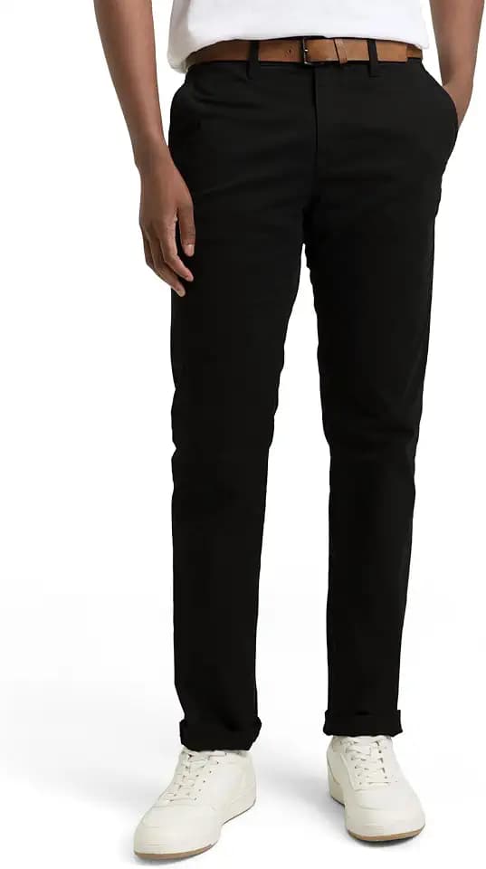 TOM TAILOR Denim Herren Slim Fit Chino Hose mit Gürtel