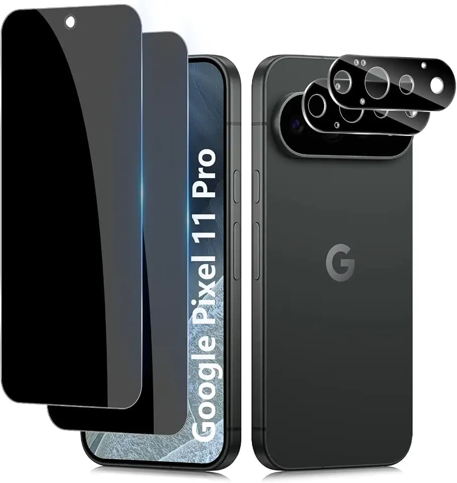 Lutree für Google Pixel 11 Pro für Panzerglas Sichtschutz Schutzfolie, 2+2 Stück Anti-Spähen Schutzglas + Kameraschutz Folie (Schwarz), 9H Härte Anti- Kratzer HD Privacy Anti-Spy Displayschutz