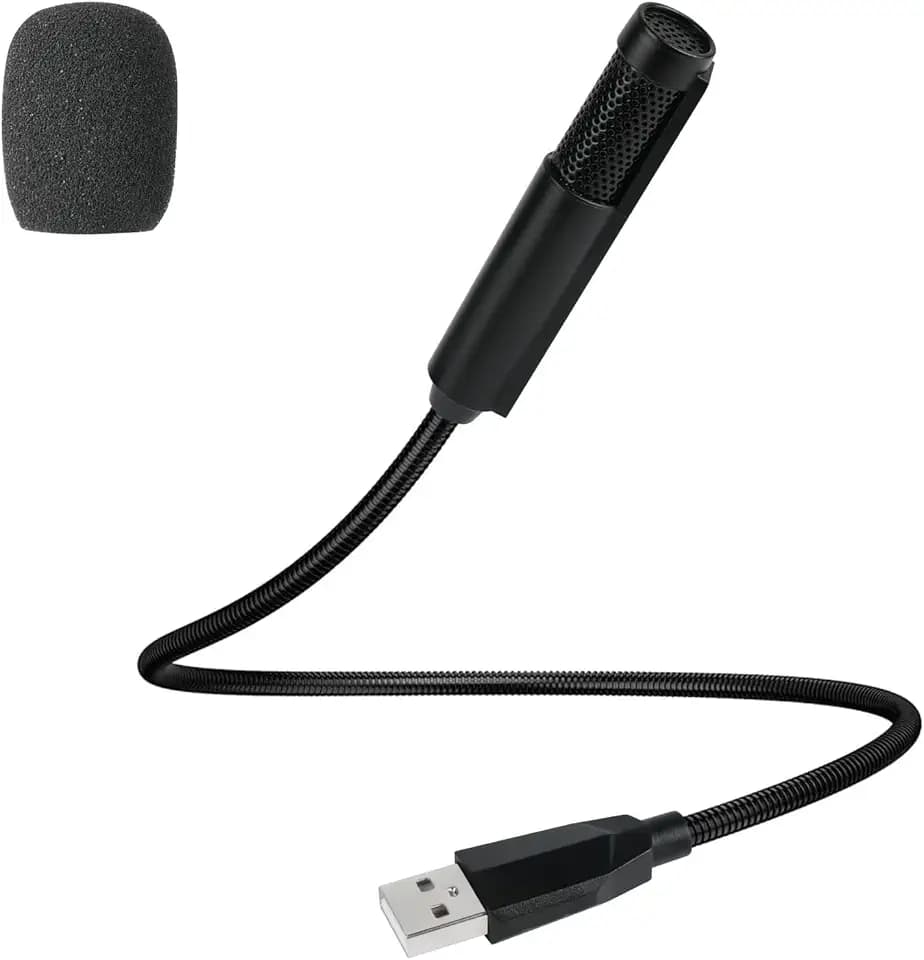 HOTUT USB Mikrofon, Mikrofon PC Klein Omnidirektionaler mit 360° Verstellbar Schwanenhals für PC Laptop, für Gesang, Voice-Chat, Webcast, Online-Unterricht, Webkonferenzen