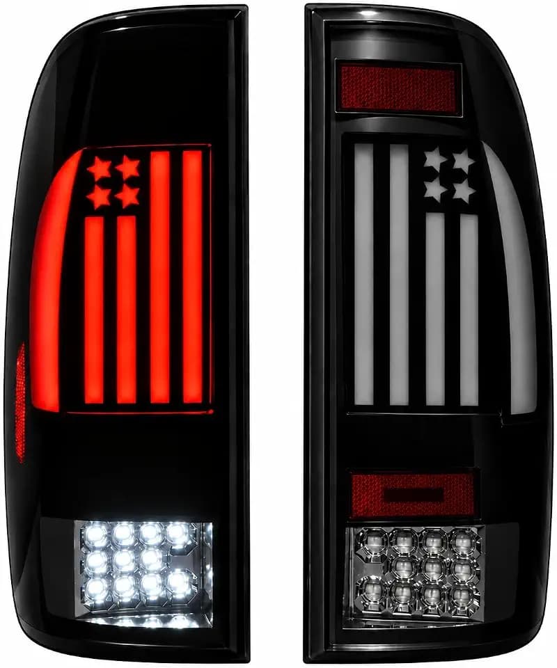 All-in-One LED Tail Light for Ford F150(1997-2003), F150 Heritage 2004, F250 Light Duty(1997-1999), F250 F350 F450 F550 Super Duty(1999-2007).Upgraded Version Rear Taillight Assembly.