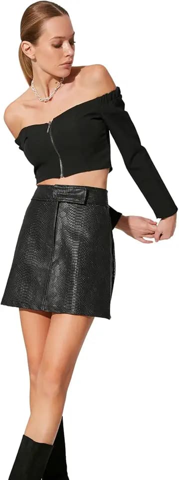 TRENDYOL Damen Mini A-Linie Denim Rock