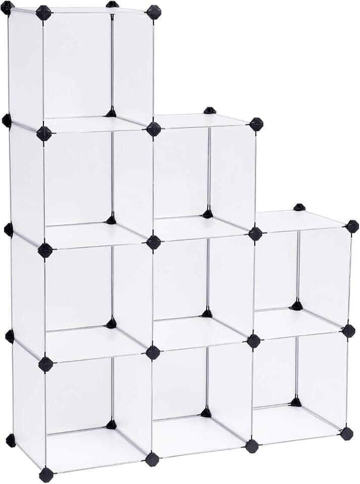 SONGMICS Kunststoffschrank, Kleiderschrank, Badezimmerregal, Schuhregal, Weiß, 93 x 31 x 123 cm, LPC115S
