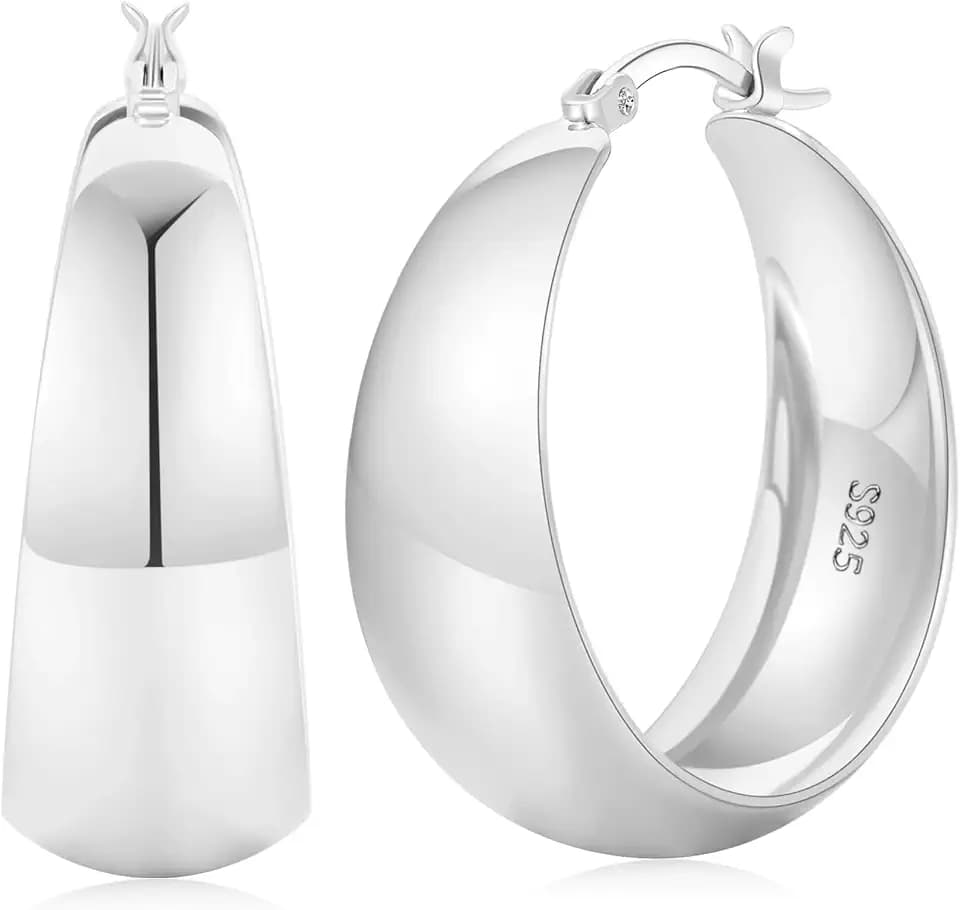 Senteria Ohrringe Silber 925 Creolen für Damen Groß Dick Leichte 12mm Breit