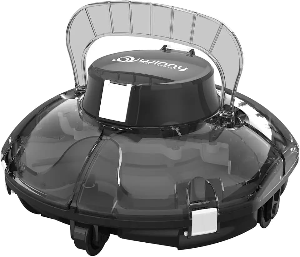 WINNY POOL CLEANER Winny 200 Robot Piscine, Aspirateur Piscine Sans Fil Avec Batterie, Autonomie 75 Min Pour Piscines Hors-Sol 60m², Double Filtration,Stationnement Automatique(Transparent S/W 1)