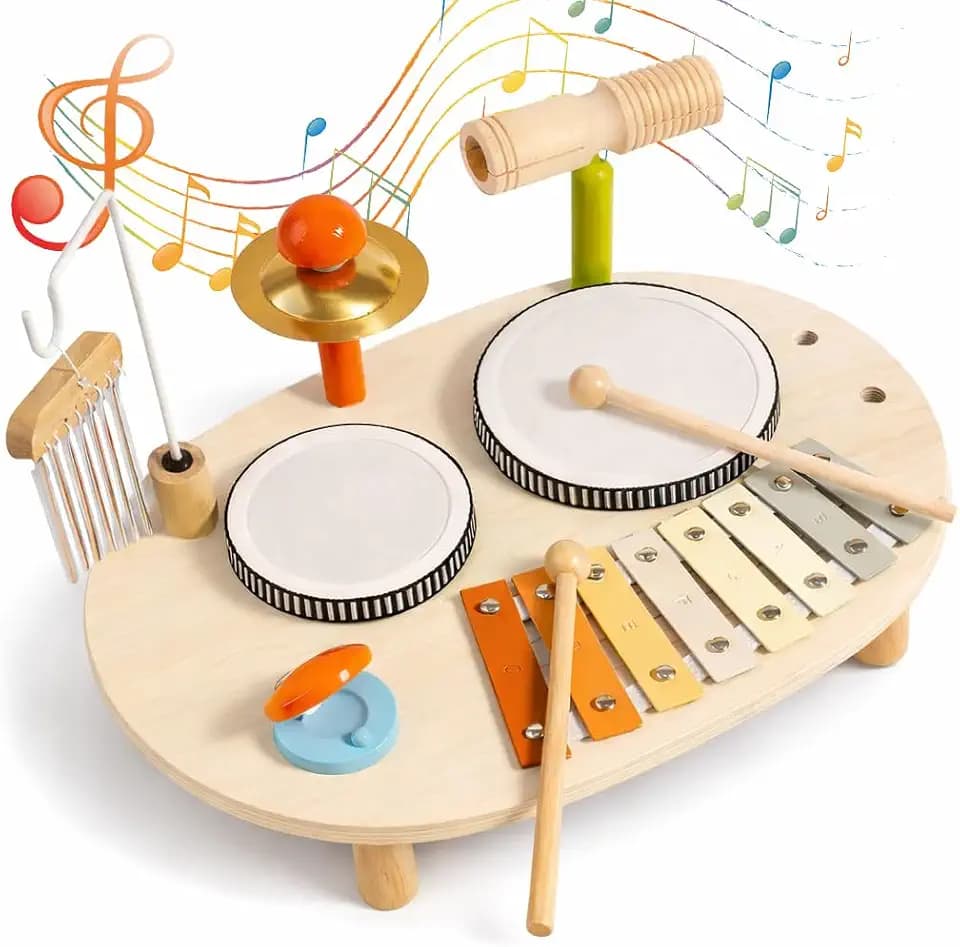 Wooden Drum Set for Kids , Musical Instruments Set, Montessori Toys