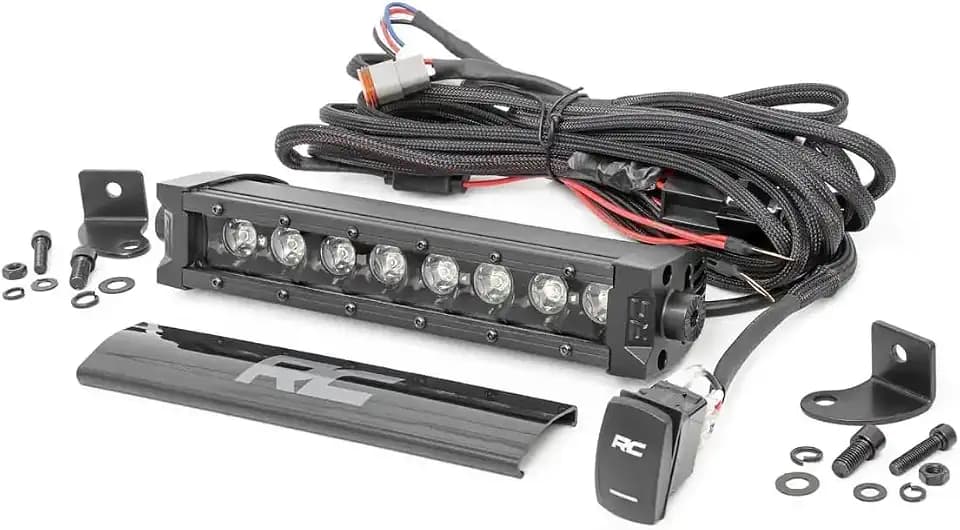 Rough Country 8" Black Series Single Row LED Light Bar | Amber DRL - 70718BLDRLA