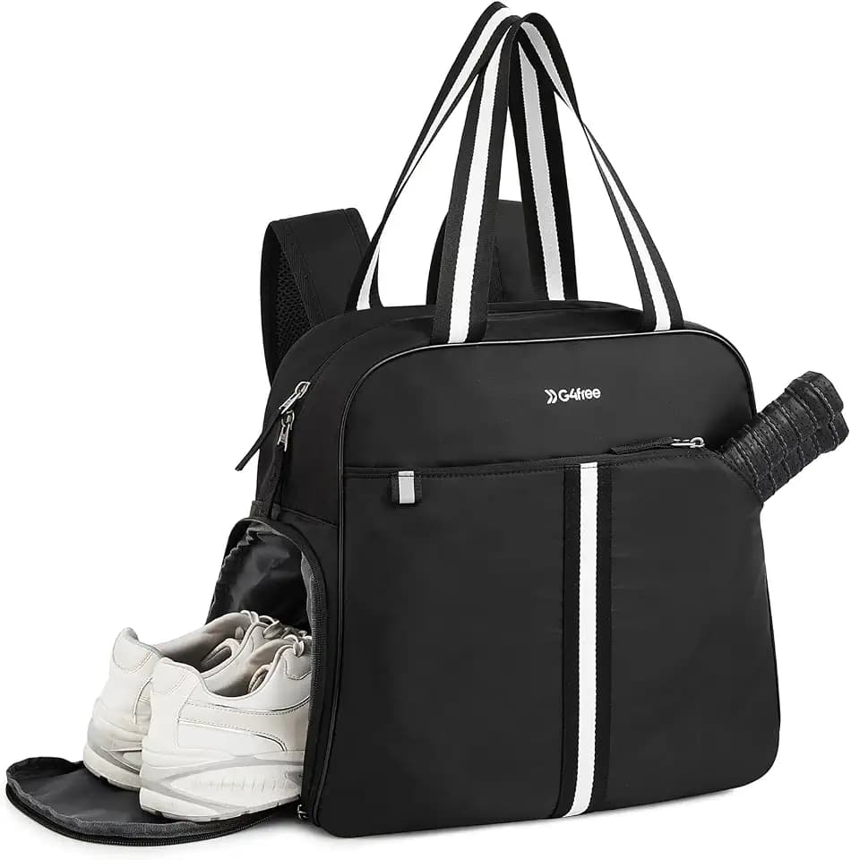 G4Free Pickleball Tote Bag for Women with Shoe Compartment, Fits 2 Paddles