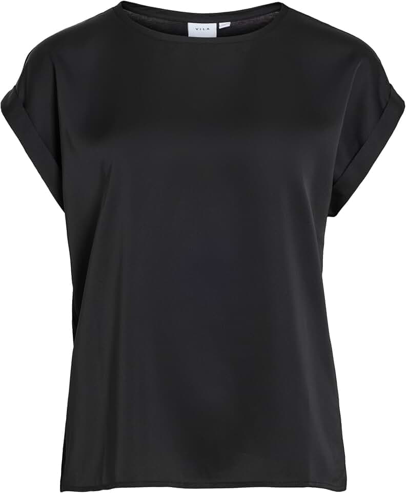 Vila Damen Viellette S/S Satin Top/Su - Noos T-Shirt (1er Pack)