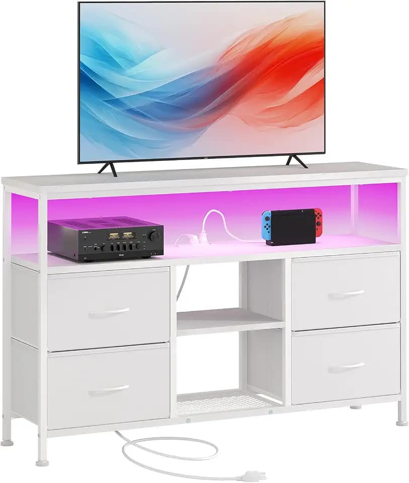 LED TV Stand with Charging Station for 50 Inch TVs