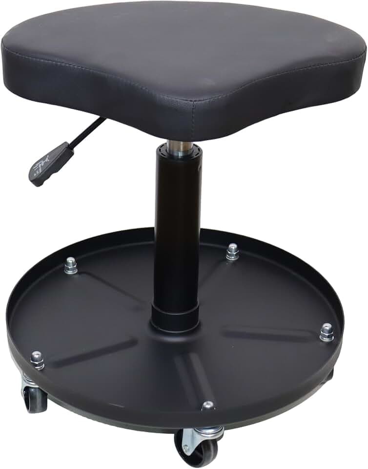 Rolling Mechanic Stool with Wheels Pneumatic Garage Shop Seat,Black