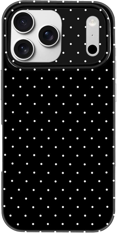 Hython for iPhone 17 Pro Max Case Cute Polka Dot Aesthetic Design Simple Cover 6.9", Thin Slim Anti-Scratch Soft TPU Bumper Shockproof Rubber Protective Phone Cases for Women Girls Girly Boys, Black