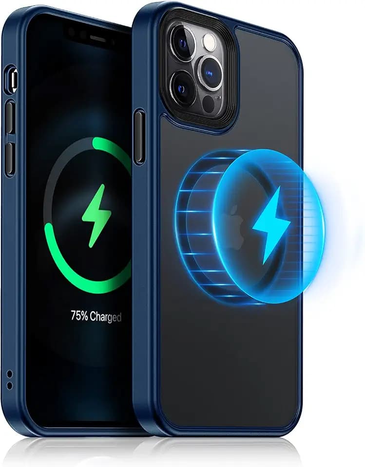 Meifigno Magnetic Case Designed for iPhone 12 Pro Max Case, [Military Grade Protection & Compatible with MagSafe], Translucent Matte Back with Soft Silicone Edge, for iPhone 12 Pro Max 6.7 Inch, Blue