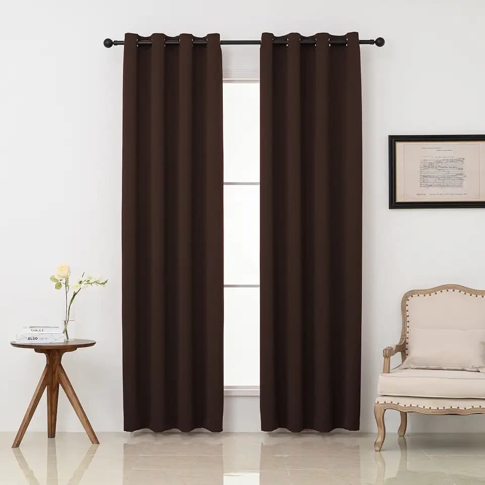 Pickluc Grommet Blackout Curtains 108 Inches Long 2 Panels, Light Blocking Drapes for Living Room, Thermal Insulated, Noise Reduction, Chocolate Brown, 52" Wide x 108" Length