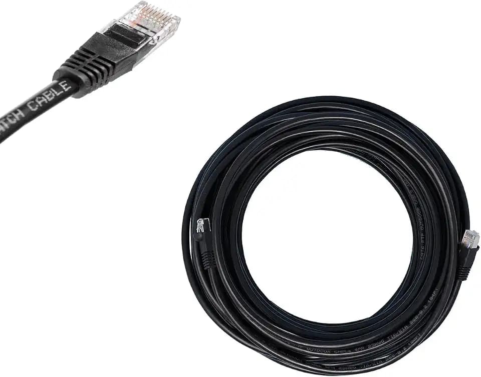 50 ft Cat 5e ethernet Cable Black, Durable 100% Copper Cat 5e Ethernet Cable - Ideal for Network LAN Modem, Superior Performance