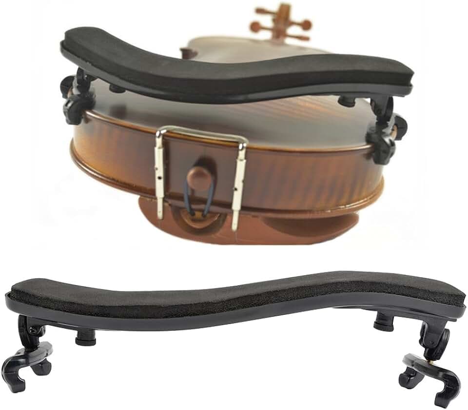 TIMESETL Schulterstütze Geige, Shoulder Rest Violin, Geigenstütze, Schulterpolster Geige Einstellbar Gummi Kunststoff Gepolstert Schulterhalter für Größe 3/4 & 4/4 Geige Violine