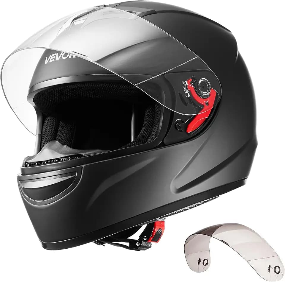 VEVOR Full Face Motorcycle Helmet DOT Approved, Dual Visor & Interchangeable Lens, Smart Street ABS Helmet Comfortable Motocross Helmet, Fit for Youth & Adults