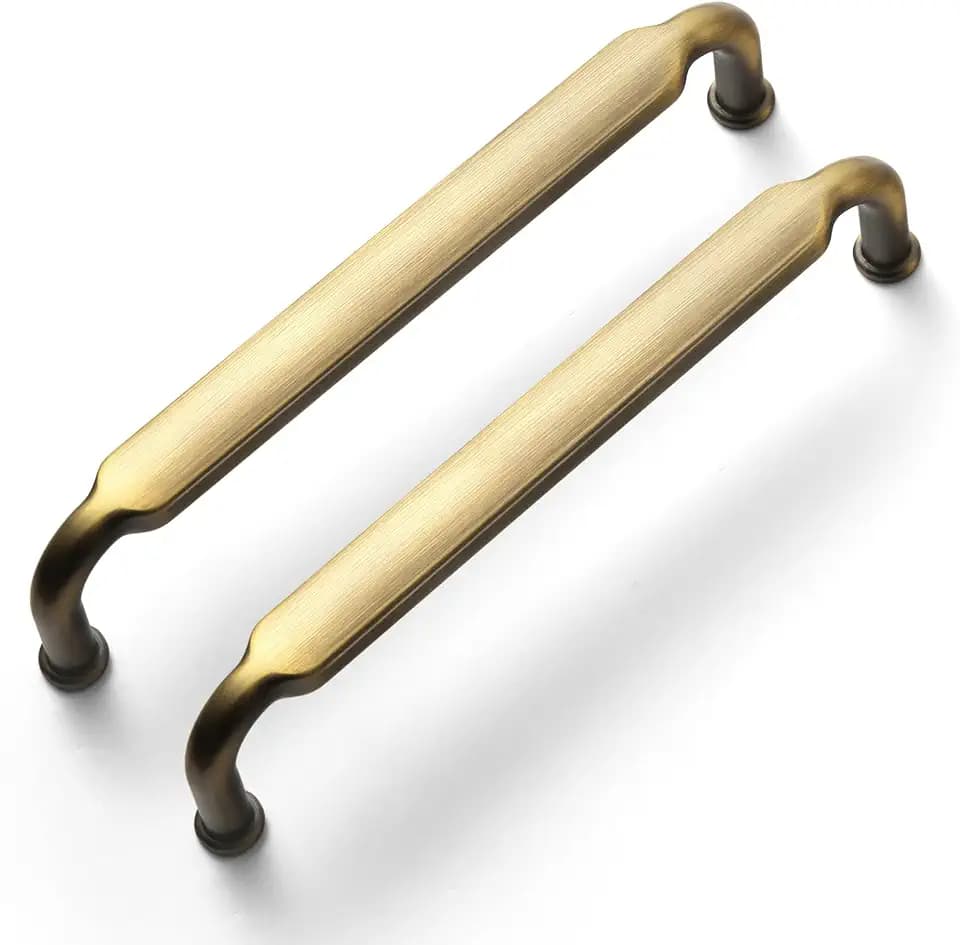 Goo-Ki 6 Pack Brass Bronze Cabinet Pulls Zinc Alloy Kitchen Drawer Pulls, 5 Inch Hole Center Brushed Bronze Solid Cabinets Handles Dresser Pulls