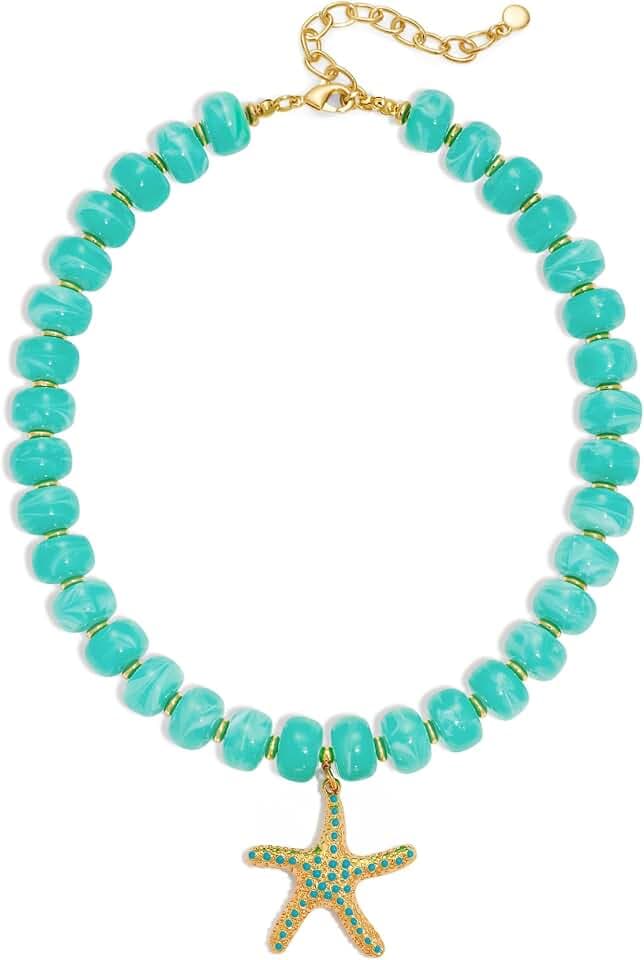 WOWORAMA Summer Beach Necklace for Women Colorful Chunky Beaded Choker