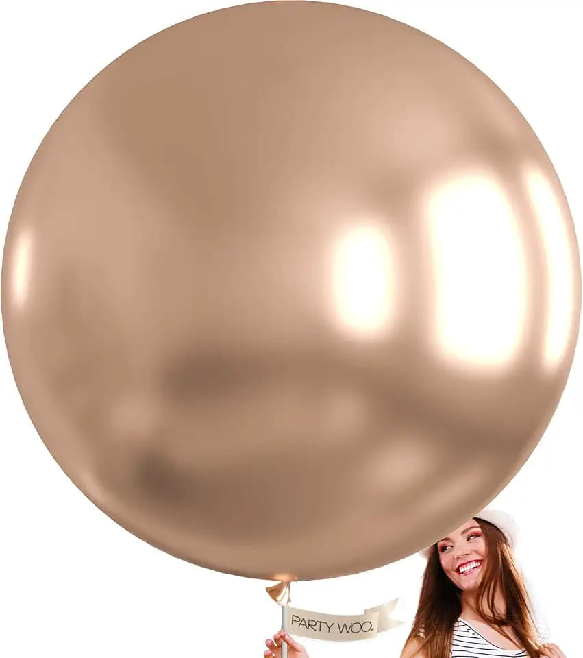 PartyWoo Metallic Rose Gold Balloons 4pcs Chrome Champagne Gold Color
