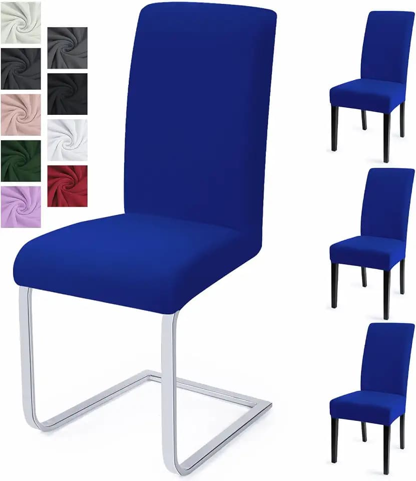 Stuhlhussen 4er Set Stuhlbezüge Moderne Stretch Stuhlhussen Universal Husse Abnehmbare Stuhlbezug Waschbarer Abdeckung Esszimmer Dekoration Spannbezug,für Hotel und Hochzeit Partys(4er Set, Blau)-C