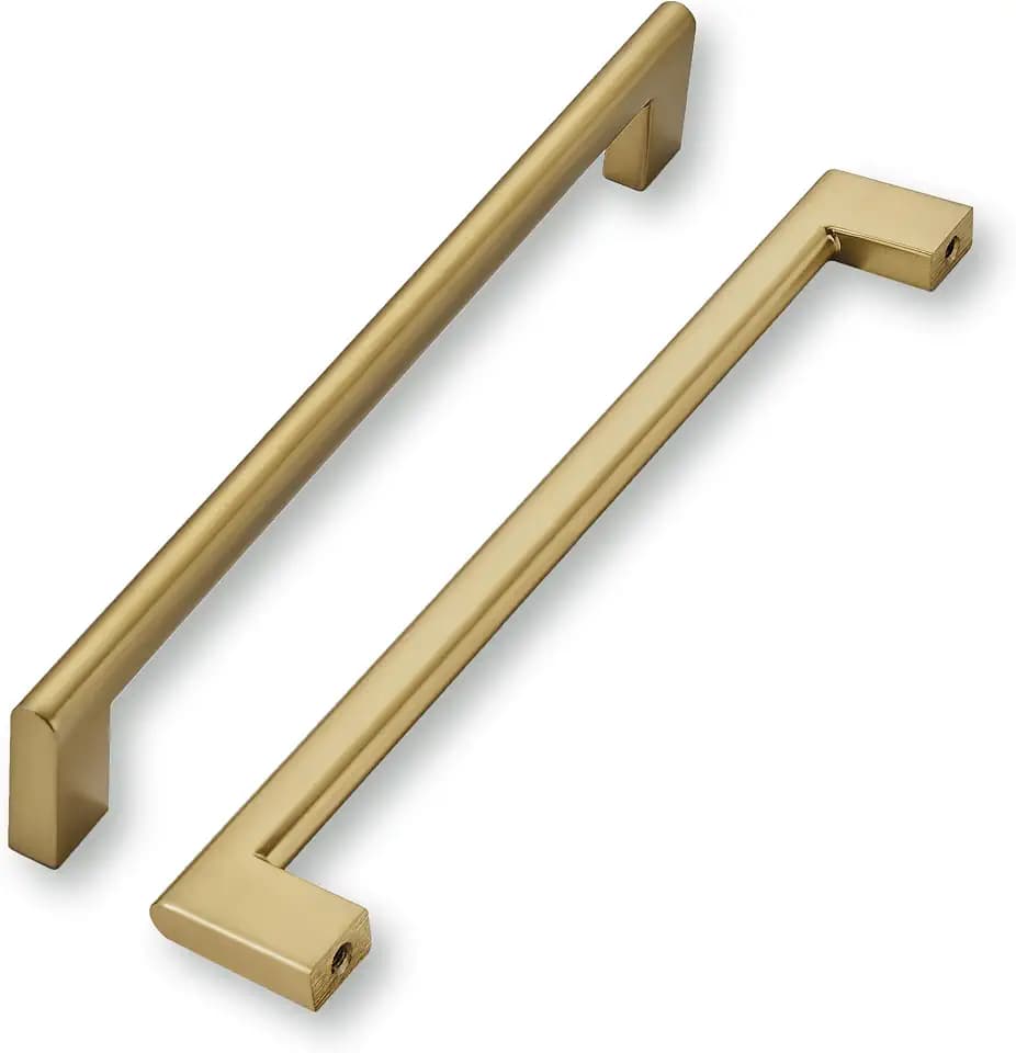 khtumeware 8 Inch Hole Center 6 Pack,Champagne Bronze Cabinet Pulls Heavy Duty Solid Satin Brass Kitchen Drawer Handle Antique Cabinet Hardware for Bathroom, Drawer, Cabinet