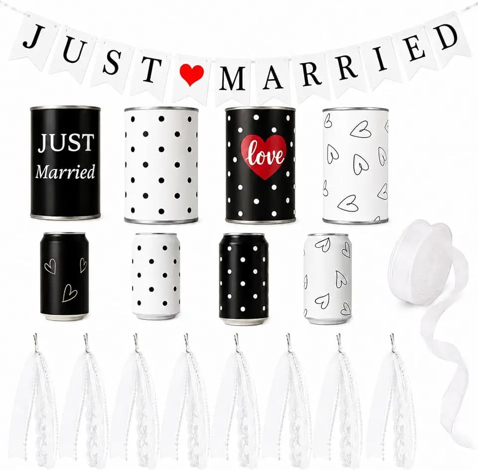 Handgefertigtes Hochzeitsauto-Blechdosen-Set - Just Married Dekoration für Hochzeitsautos, rustikale handgefertigte Getaway-Auto-Dekor