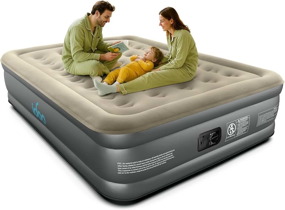 iDOO Air Mattress Queen with Built in Pump, 18" Raised Blow up Bed