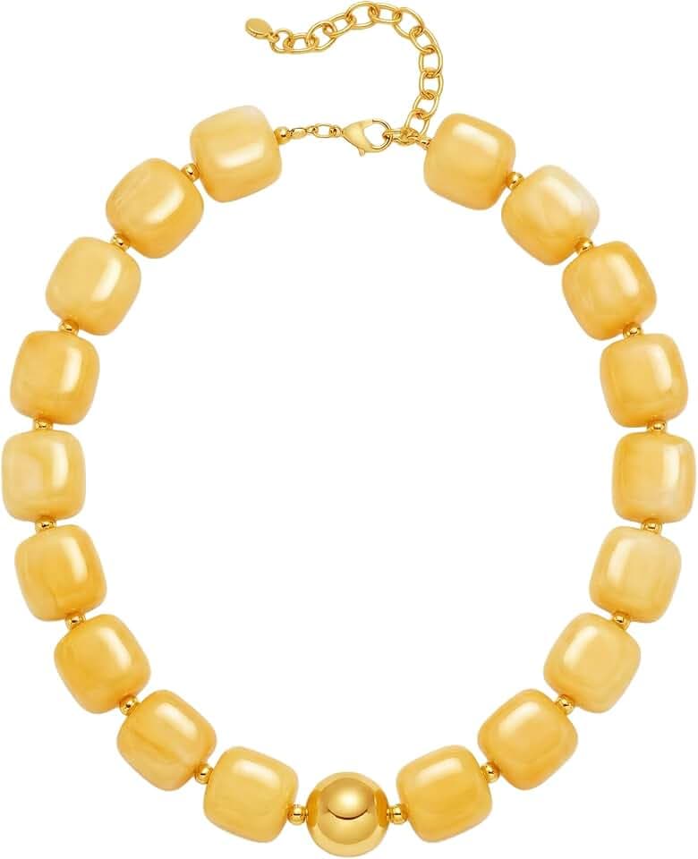 Colorful Chunky Beaded Necklace for Women Trendy Summer Jewelry