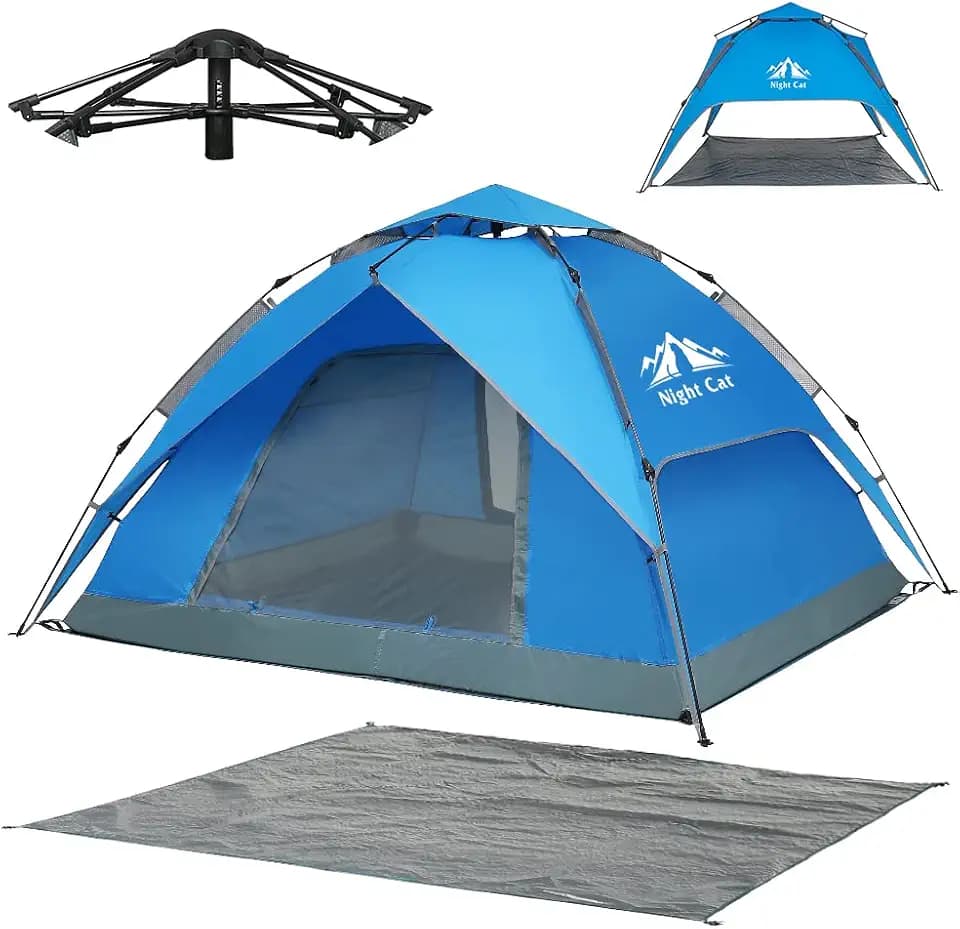 Night Cat Pop Up Zelt 3 4 Personen Mann Wasserdicht Wurfzelt Atmungsaktiv Einfache Einstellung für Camping Wandern
