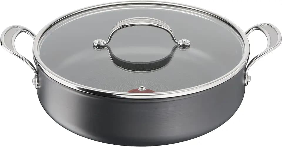 Tefal H9129943 Flache Pfanne, 30 cm, Jamie Oliver, harteloxiert, Aluminium, 5,4 Liter, Schwarz