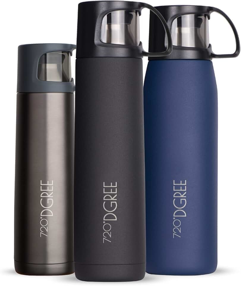 720°DGREE Thermoskanne mit Becher 1L “Follow” - Hält 12h Heiß, 24h Kalt