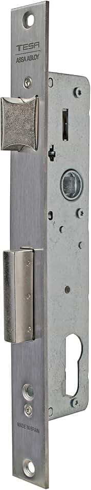 TESA 2210 Einsteckschloss für Metallprofile Dornmaß 25 mm, Grau (Edelstahl) für Aluminium- und Stahlprofile
