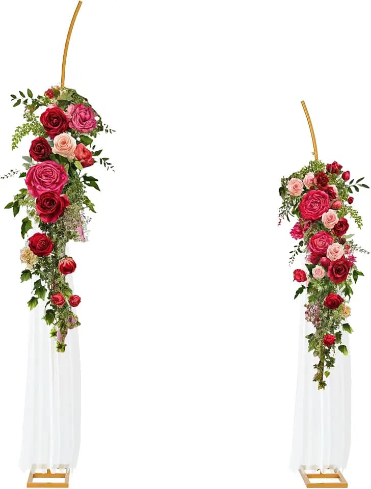 Metal Arch Backdrop Stand Gold Half Arch Balloon Stand Flower Arches 2pc Curved Backdrop Stand 6.2&7.8 Ft Wedding Frame for Ceremony Baby Shower Birthday Party Decorations