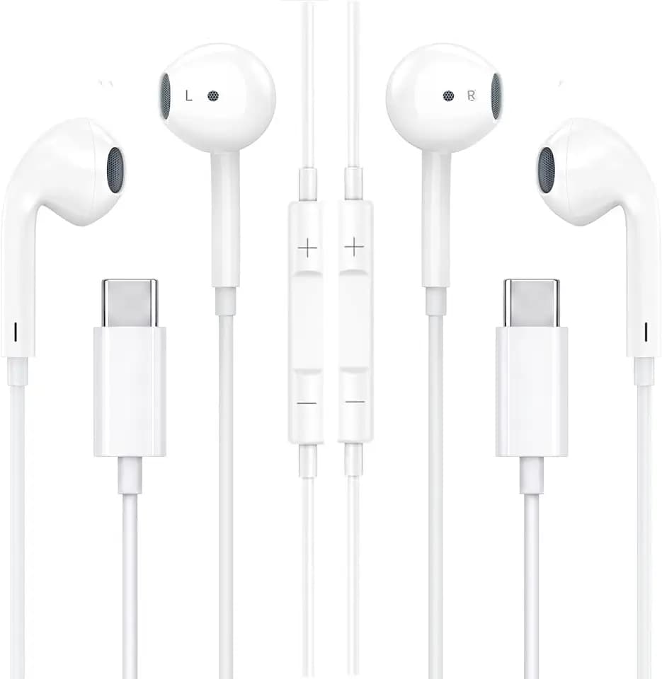 2 Pack USB C Wired Earbuds for iPhone 17 16 15