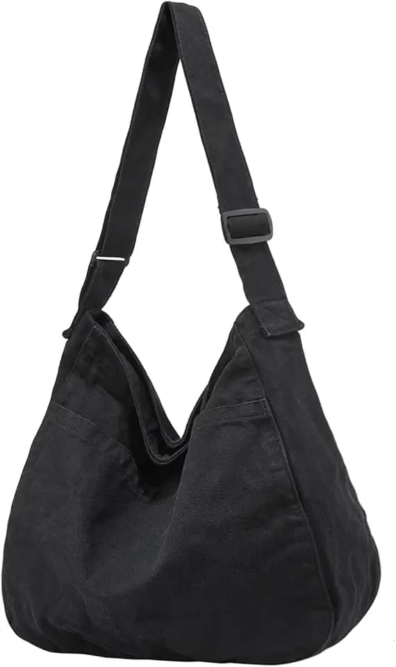 Canvas Tote Bag Casual Hobo Crossbody Shoulder Bag for Women and Men Large Purse Messenger Bag Travel Work