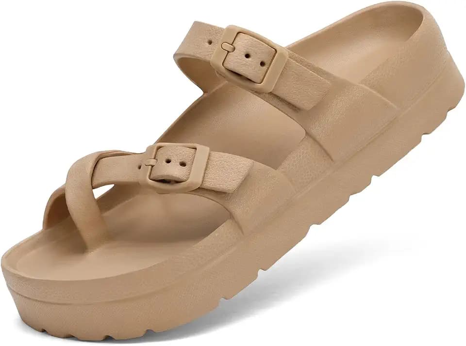 TIKVAW Womens Arch Support Platform Sandals with Adjustable Buckle Slides