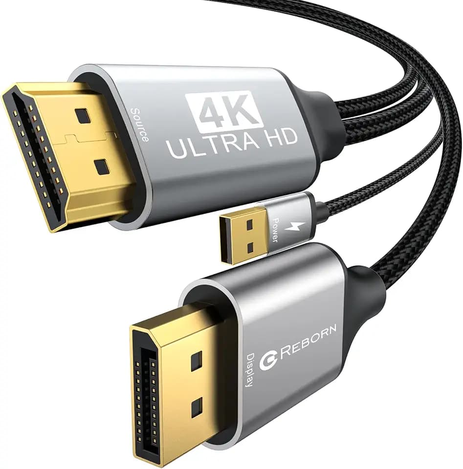 Reborn Active HDMI to DisplayPort Cable (4K 60Hz,1080p@120Hz) 6FT