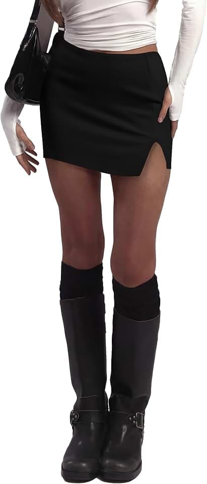 Minirock Damen mit Hose Drunter Hosenrock mit Schlitz Kurz Skort