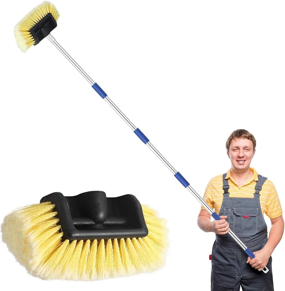 Car Wash Brush, 74" Adjustable Long Handle Soft Bristle Car Cleaning Brush