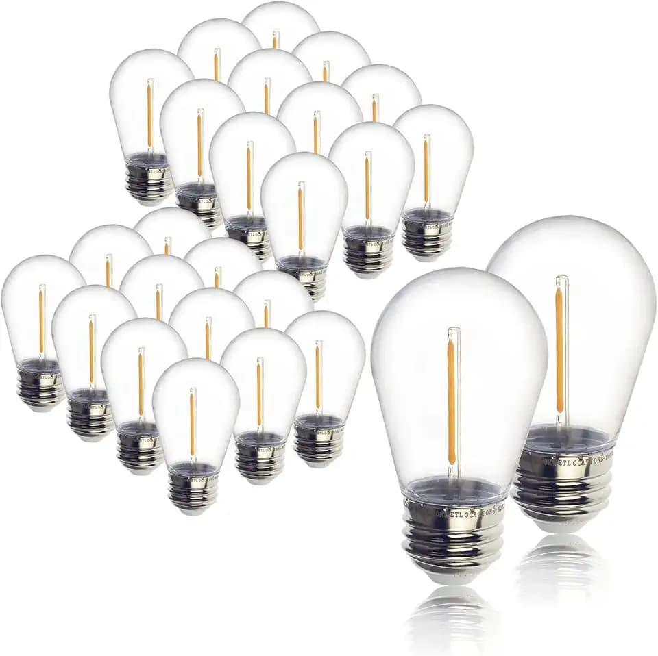 Jslinter 48-Pack S14 Outdoor String Light Bulbs for Patio Lights, 2200K, 1W