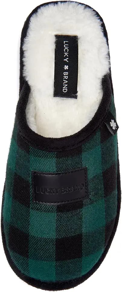 Lucky Brand Boy's Plaid Scuff Slippers – Cozy Comfort with Stylish Plaid Design for Boys