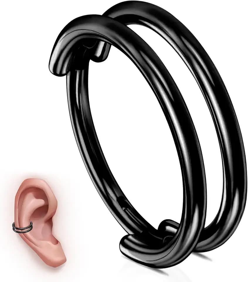 WBRWP G23 Titanium Cartilage Earring Hoop: Conch Piercing Jewelry Nose Septum Rings Hypoallergenic Hinged Segment Clicker Rook Daith Tragus Earrings