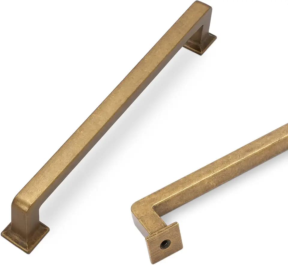 COTYKILEY 6 Pack 7 Inch(177mm) Antique Brass Kitchen Cabinet Handles and Pulls - Vintage Drawer Handles in Aged Gold Bronze Finish